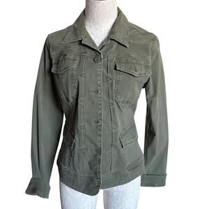 Lucky Brand Olive Utility Jacket Military Style Button Front M Streetwear